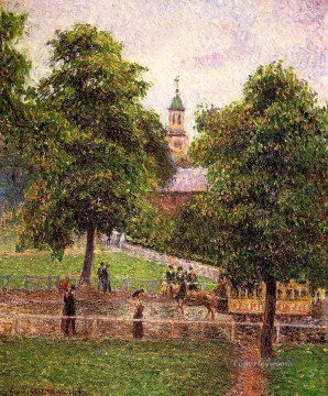 地味なシーン Painting - キューの教会 1892年 カミーユ・ピサロ 風景